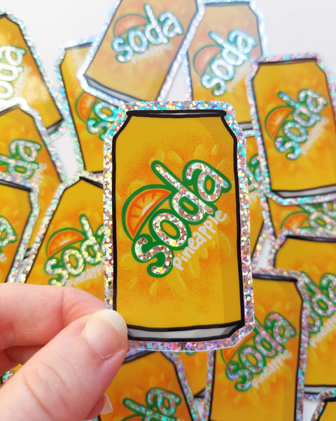 Pineapple Soda Glitter Sticker