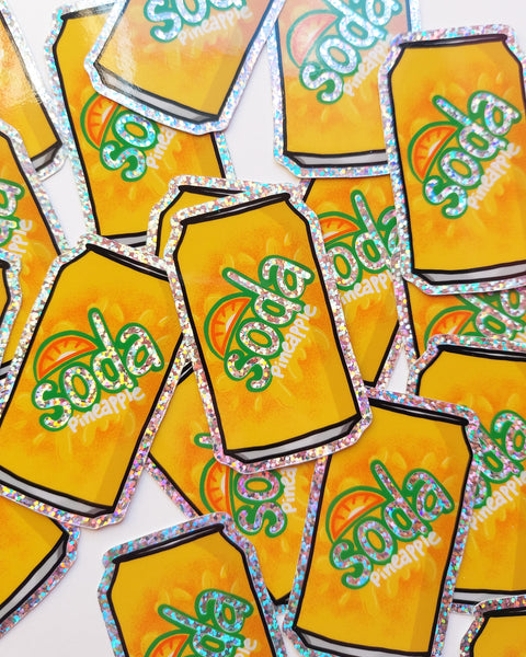 Pineapple Soda Glitter Sticker
