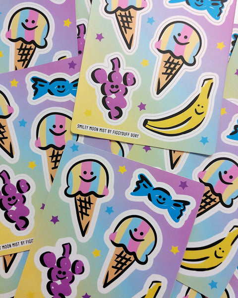 Smiley Moon Mist Sticker Pack