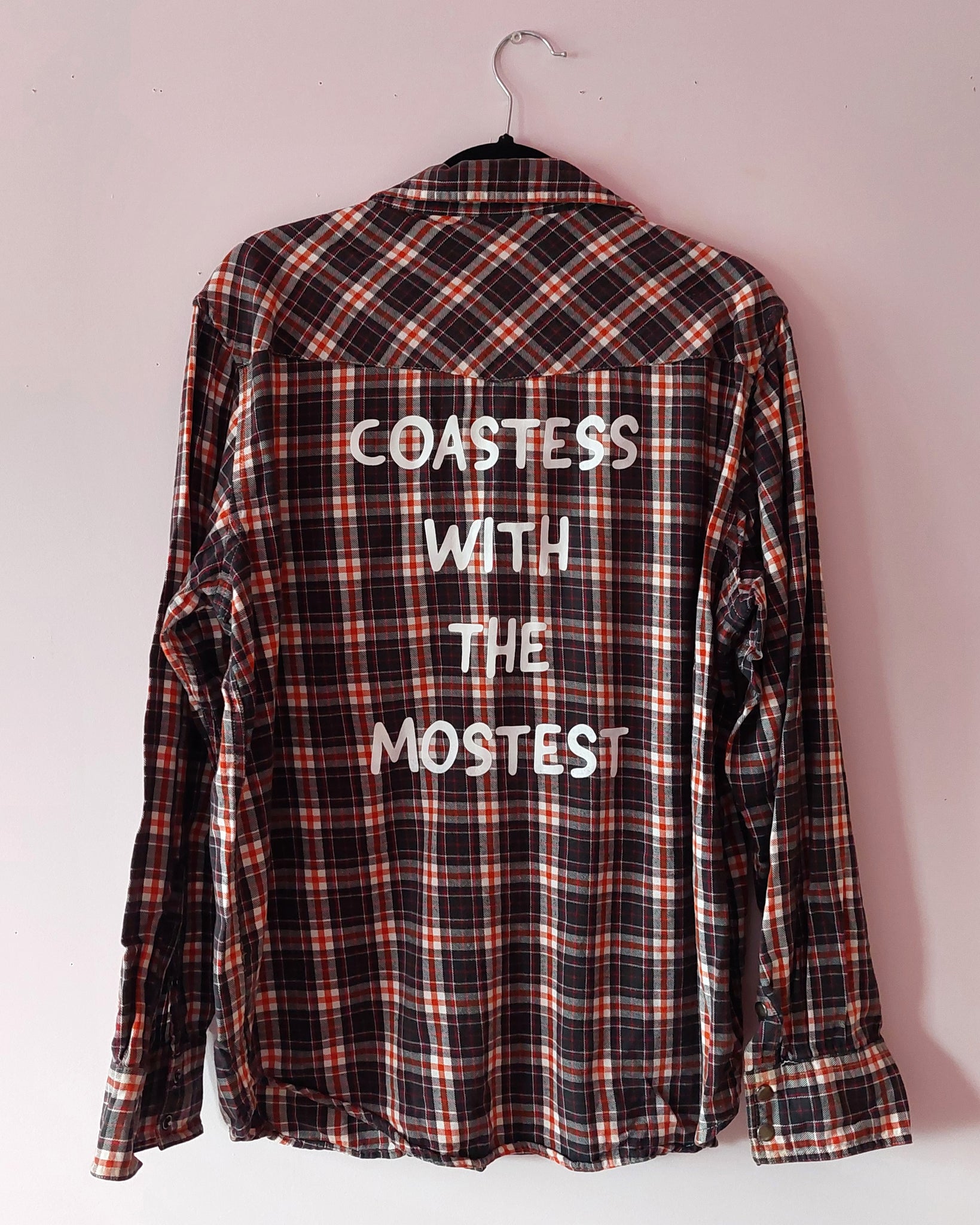 Upcycled Coastess Plaid B&W/ORANGE Unisex L